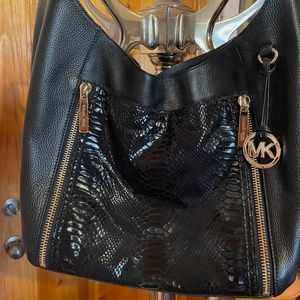Michael Kors Snake Black Leather Hobo